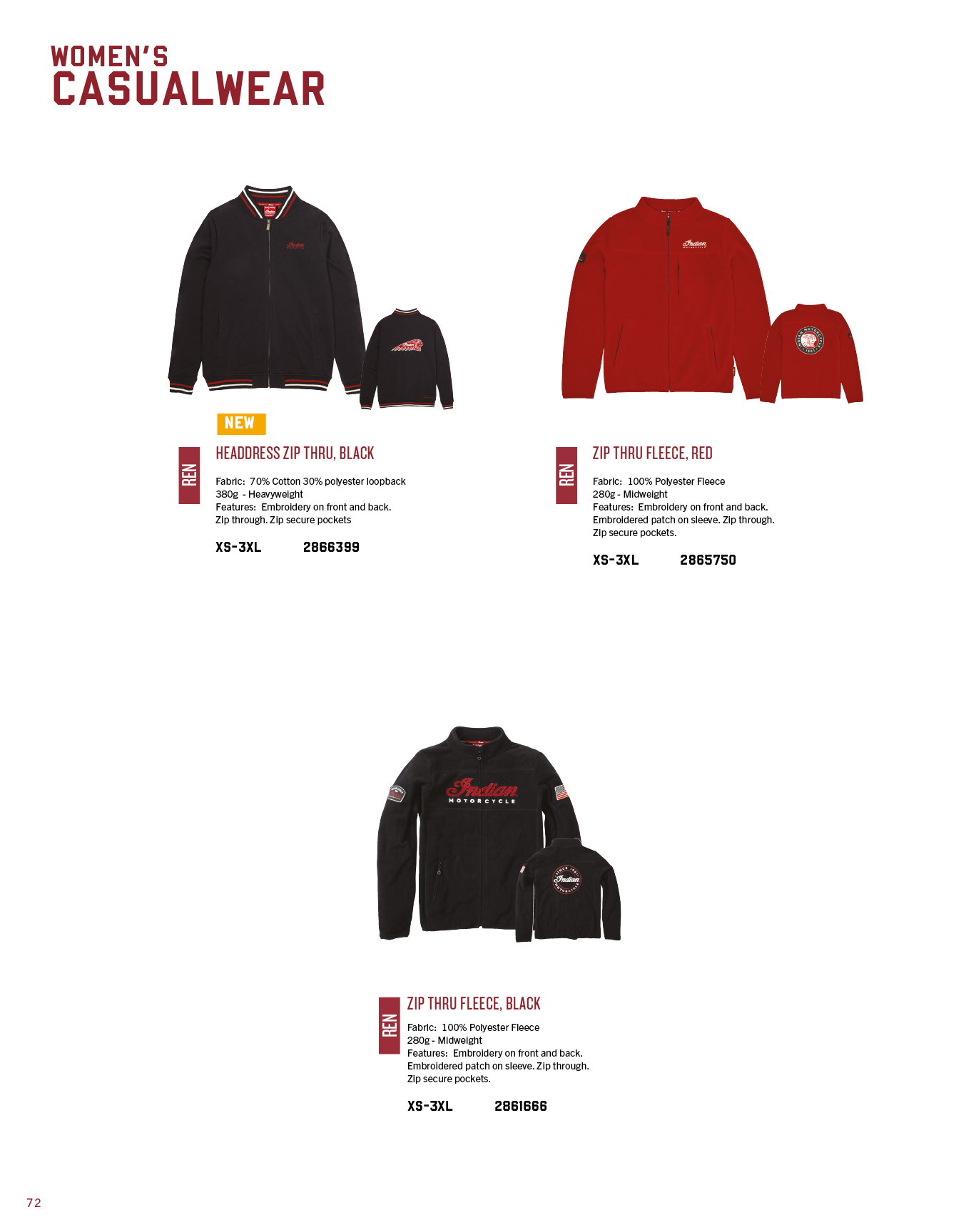 A magazine ad showcases women's clothing, including a red jacket, a black jacket, and a red hoodie. AI generated content